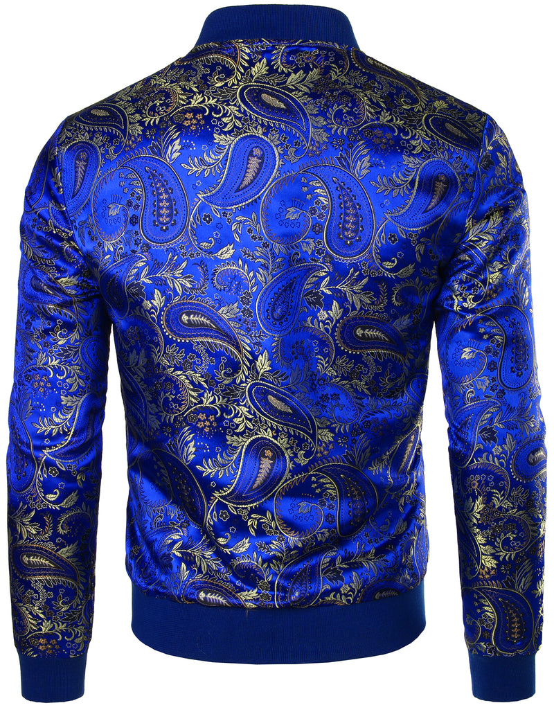 Men's Vintage Embroidered Satin Flight Bomber Jacket Coat