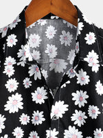 Men's Floral Daisy Print Tropical Hawaiian Cotton Flower Shirt