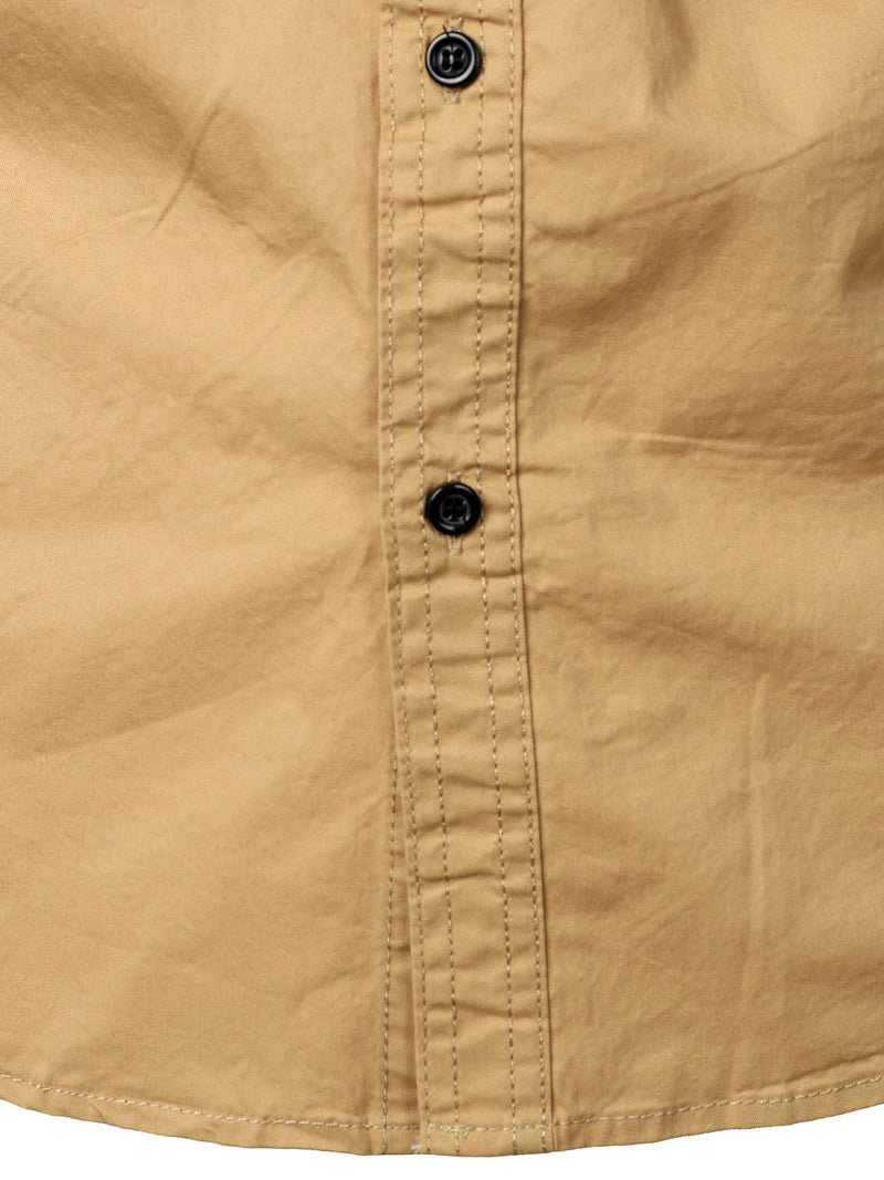 Men's Cotton Lapel Outdoor Casual Long Sleeve Shirt