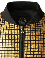Men's Metallic Sequins Baseball Bomber Jacket Disco Party Costume