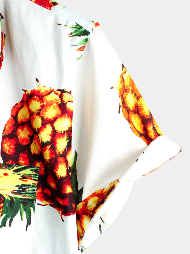 Men's Casual Pineapple Pattern Cotton Shirt