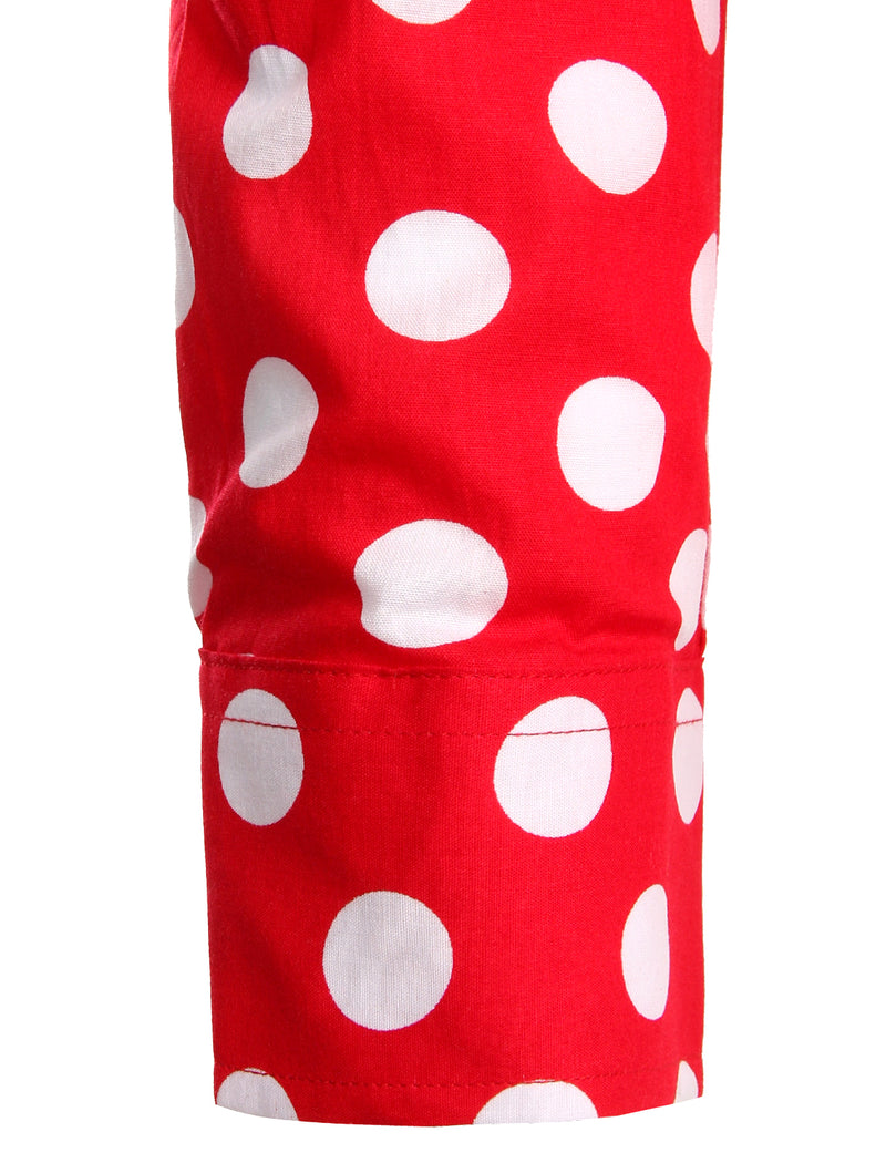 Men's Polka Dots Pocket Cotton Long Sleeve Shirt