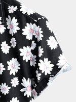 Men's Floral Daisy Print Tropical Hawaiian Cotton Flower Shirt
