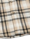 Men's Casual Khaki Linen Plaid Pocket Vintage Cowboy Check Short Sleeve Button Up Western Shirt
