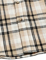 Men's Casual Khaki Linen Plaid Pocket Vintage Cowboy Check Short Sleeve Button Up Western Shirt