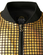 Men's Metallic Sequins Baseball Bomber Jacket Disco Party Costume