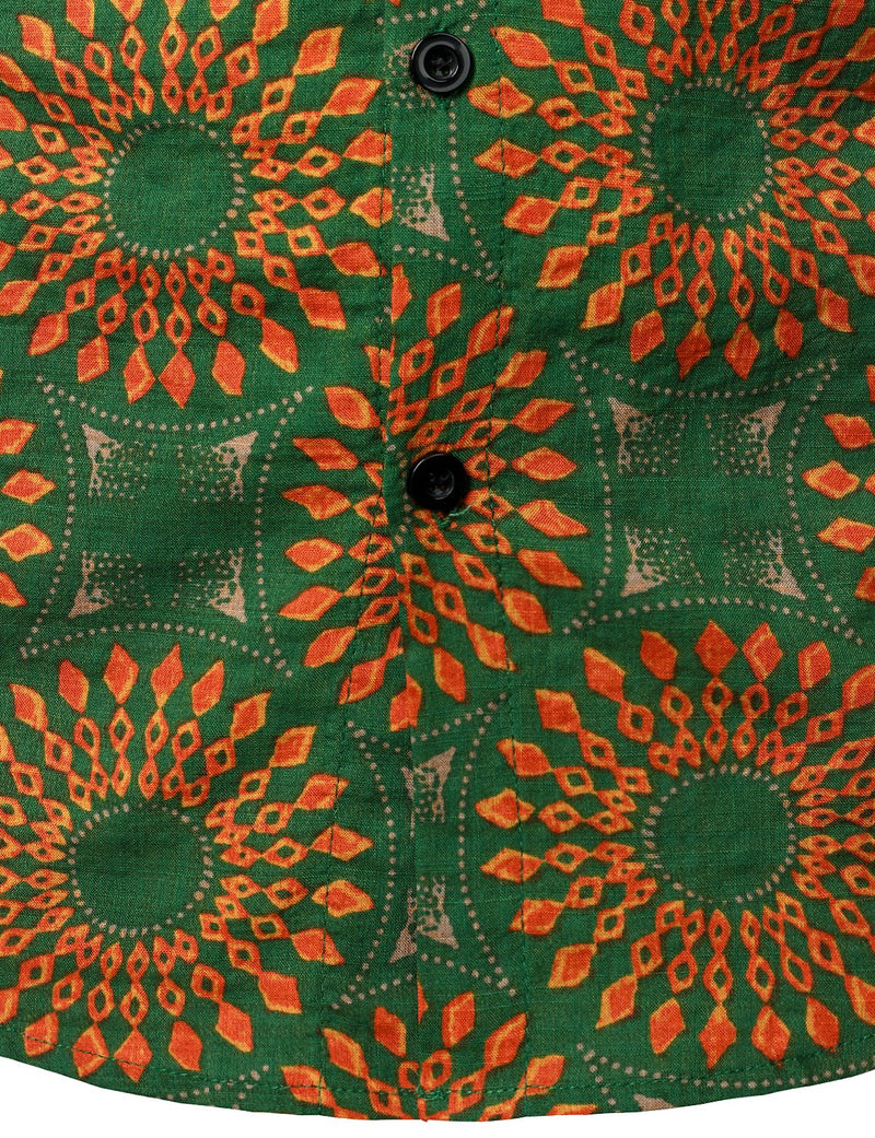 Men's Flower Casual Button Down Hawaiian Shirts&Shorts