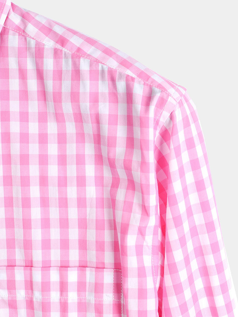 Men's Cotton Long Sleeve Plaid Casual Shirt