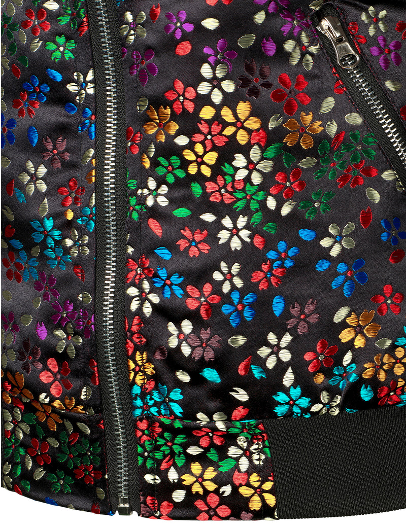 Men's Vintage Embroidered Satin Flight Bomber Jacket Coat