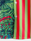 Men's Pineapple & Striped Print Holiday Short Sleeve Shirt