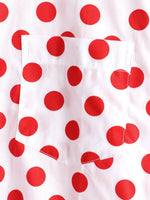 Men's Polka Dots Cotton Pocket Casual Short Sleeve Shirt