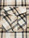 Men's Casual Khaki Linen Plaid Pocket Vintage Cowboy Check Short Sleeve Button Up Western Shirt