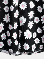 Men's Floral Daisy Print Tropical Hawaiian Cotton Flower Shirt