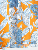 Men's Tropical Leaf Print Pocket Short Sleeve Shirt