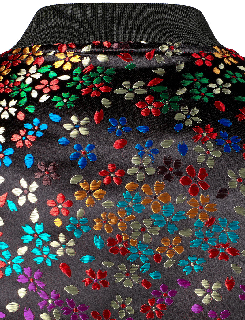 Men's Vintage Embroidered Satin Flight Bomber Jacket Coat