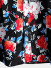 Men's Rose Pocket Black Floral Holiday Cotton Shirt