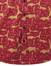 Men's Cotton Vintage Animal Print Red Retro Tribal Button Up Short Sleeve Shirt