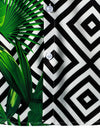 Men's Green Tropical Leaves Geometric Print Vacation Short Sleeve Hawaiian Shirt