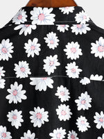 Men's Floral Daisy Print Tropical Hawaiian Cotton Flower Shirt