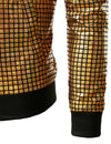 Men's Metallic Sequins Baseball Bomber Jacket Disco Party Costume