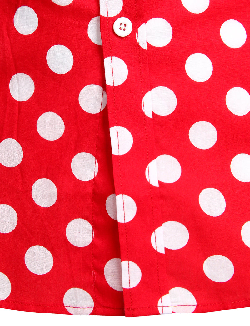 Men's Polka Dots Pocket Cotton Long Sleeve Shirt