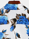 Men's Floral Printed Casual Cotton Short Sleeve Shirt