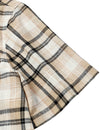 Men's Casual Khaki Linen Plaid Pocket Vintage Cowboy Check Short Sleeve Button Up Western Shirt