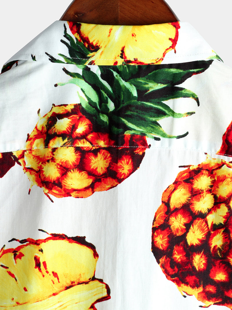 Men's Casual Pineapple Pattern Cotton Shirt