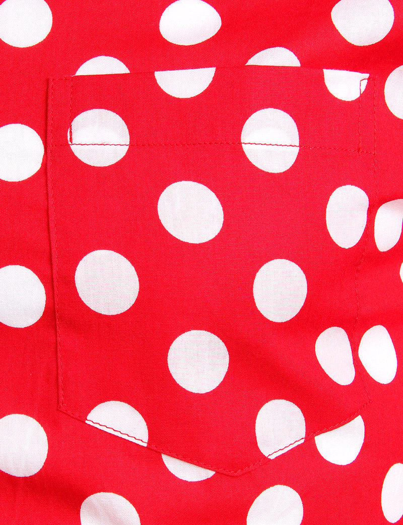 Men's Polka Dots Pocket Cotton Long Sleeve Shirt