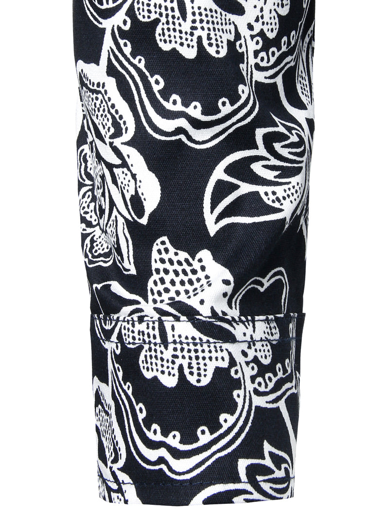 Men's Floral Cotton Casual Button Up Long Sleeve Shirt