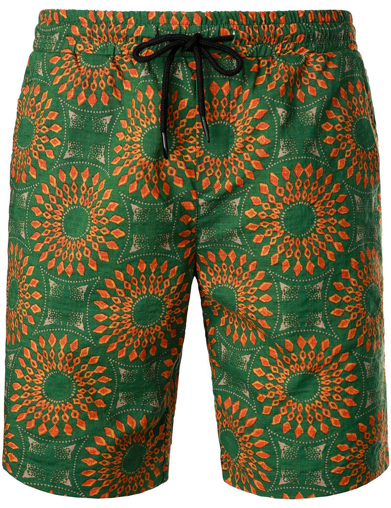 Men's Flower Casual Button Down Hawaiian Shirts&Shorts
