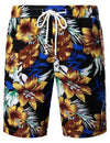 Men's Flower Casual Button Down Hawaiian Shirts&Shorts