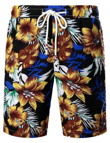 Men's Flower Casual Button Down Hawaiian Shirts&Shorts