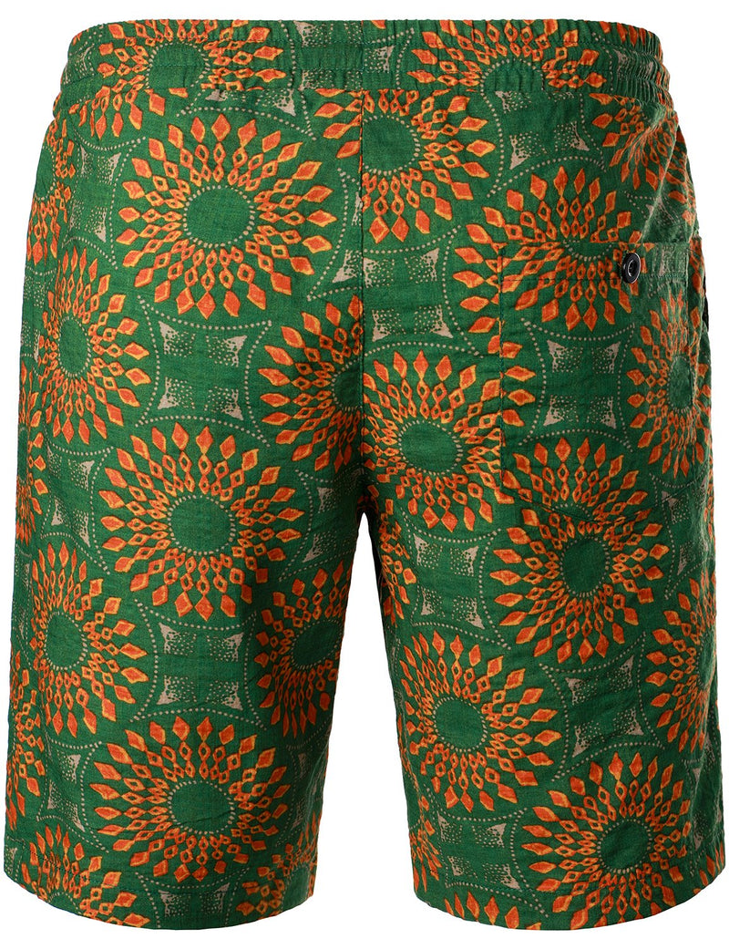 Men's Flower Casual Button Down Hawaiian Shirts&Shorts