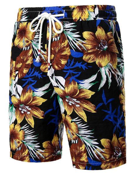 Men's Flower Casual Button Down Hawaiian Shirts&Shorts