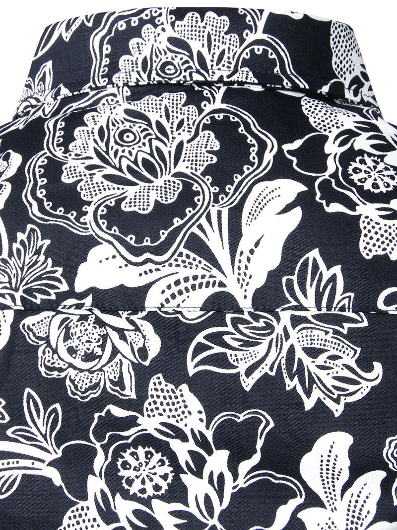 Men's Floral Cotton Casual Button Up Long Sleeve Shirt