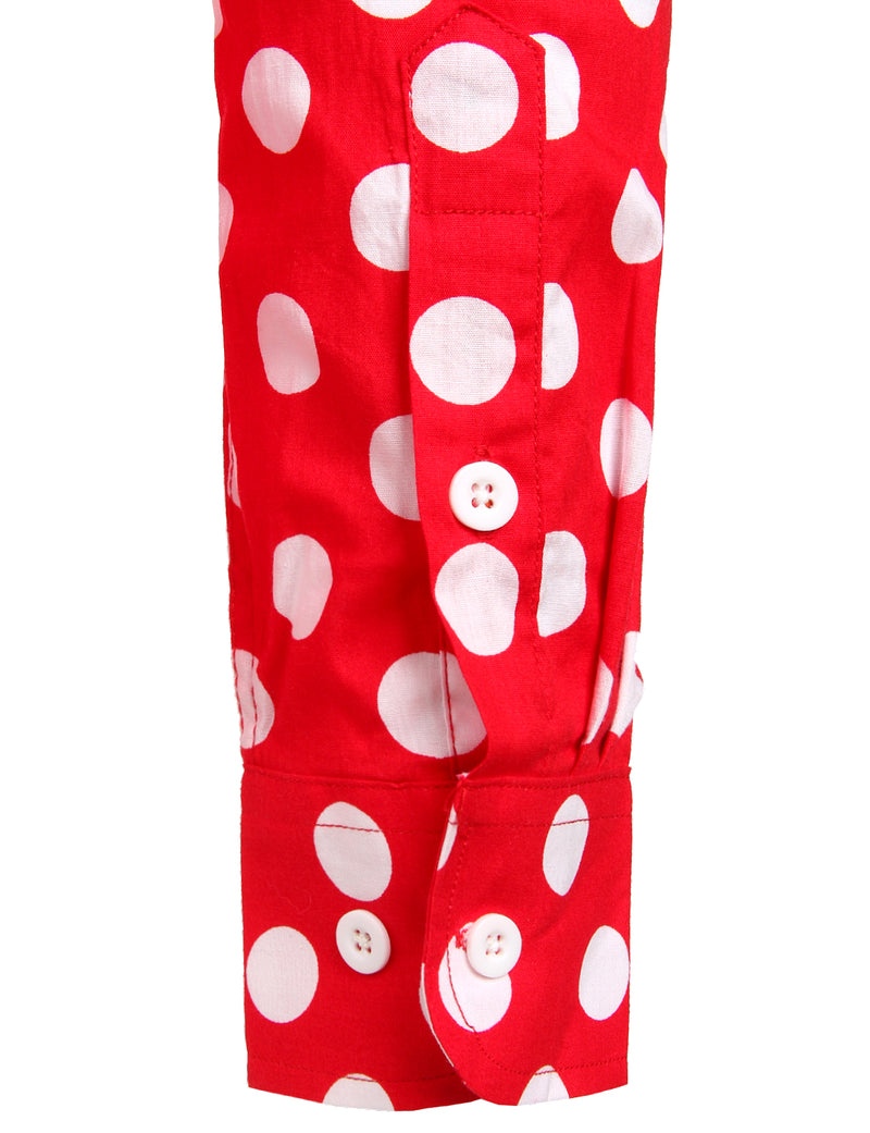 Men's Polka Dots Pocket Cotton Long Sleeve Shirt
