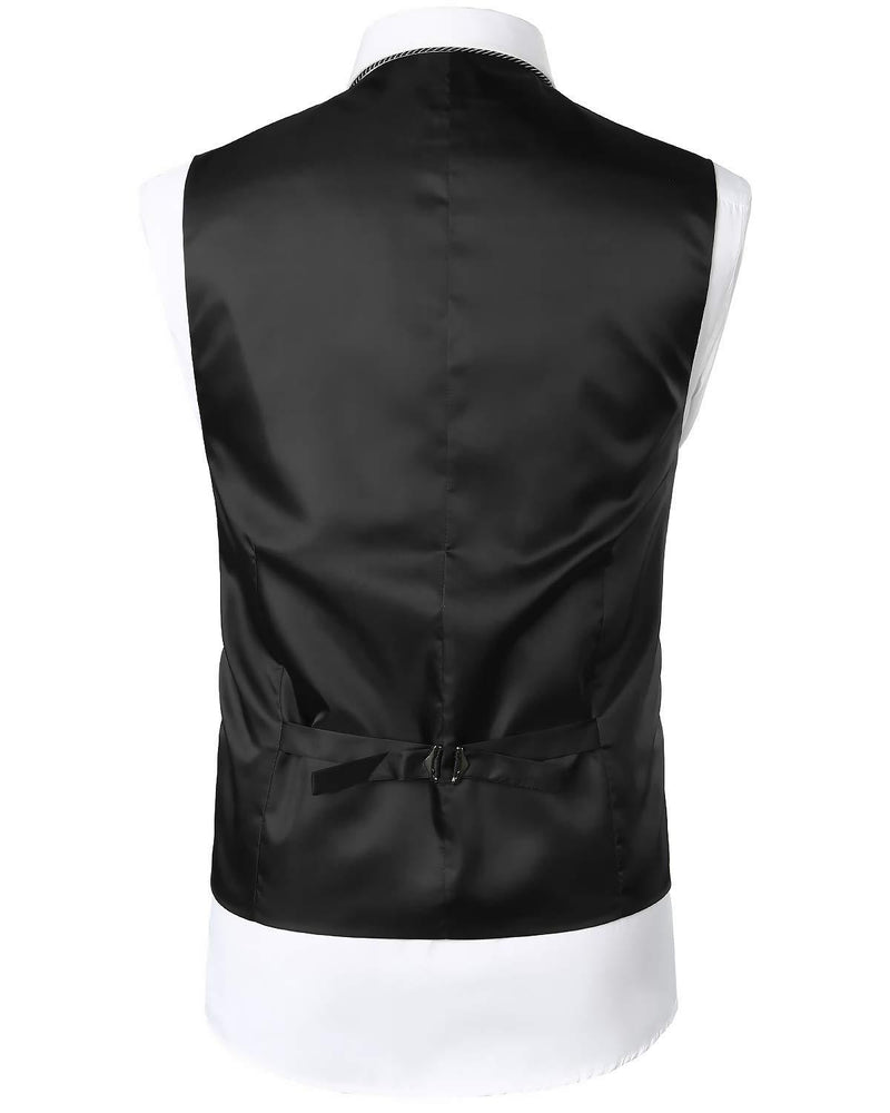 Mens V-Neck Formal Suit Vest Slim Fit Dress Vest Wedding Waistcoat for Tuxedo