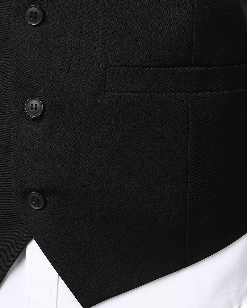 Mens V-Neck Formal Suit Vest Slim Fit Dress Vest Wedding Waistcoat for Tuxedo