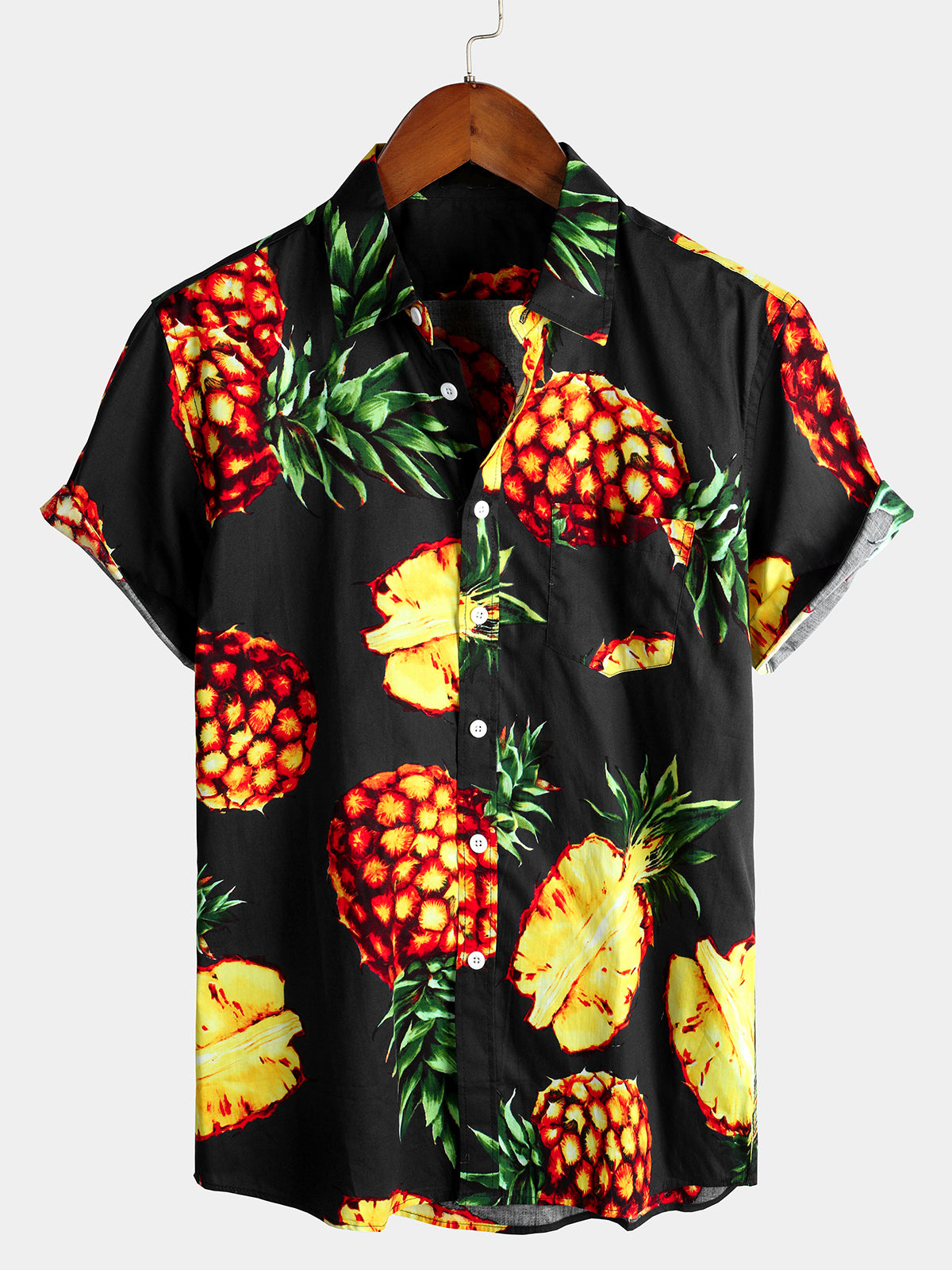 Men's Casual Pineapple Pattern Cotton Shirt