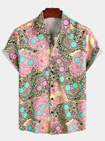 Men's Skull Print Short Sleeve Hawaiian Shirt