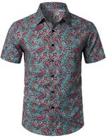Men's Flower Casual Button Down Hawaiian Shirts&Shorts