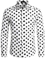 Men's Polka Dots Pocket Cotton Long Sleeve Shirt