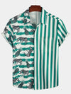 Men's Short Sleeve Striped Pocket Hawaiian Shirt