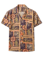 Men's Holiday Yellow Retro 70s Short Sleeve Shirt