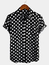 Men's Polka Dots Cotton Pocket Casual Short Sleeve Shirt