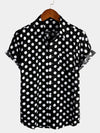 Men's Polka Dots Cotton Pocket Casual Short Sleeve Shirt