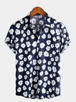 Men's Floral Daisy Print Tropical Hawaiian Cotton Flower Shirt