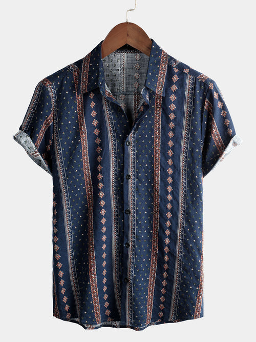 Bundle Of 3 | Men's Breathable Retro Short Sleeve Cotton Shirts