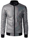 Men's Metallic Sequins Baseball Bomber Jacket Disco Party Costume